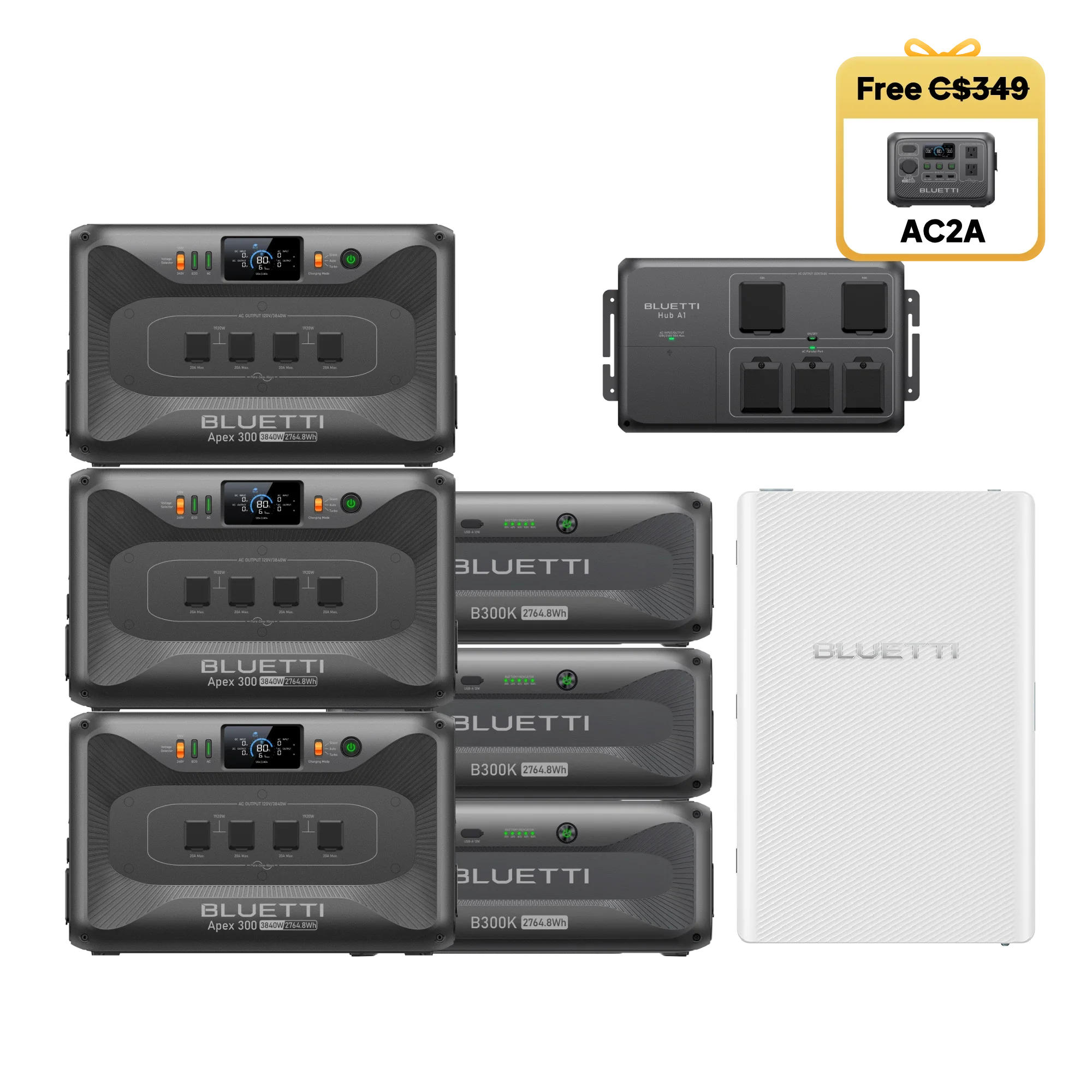 3*Apex 300+3*B300K+AT1+Hub A1 | 11,520W, 16,588.8Wh, Smart Distribution Panel, Parallel Box