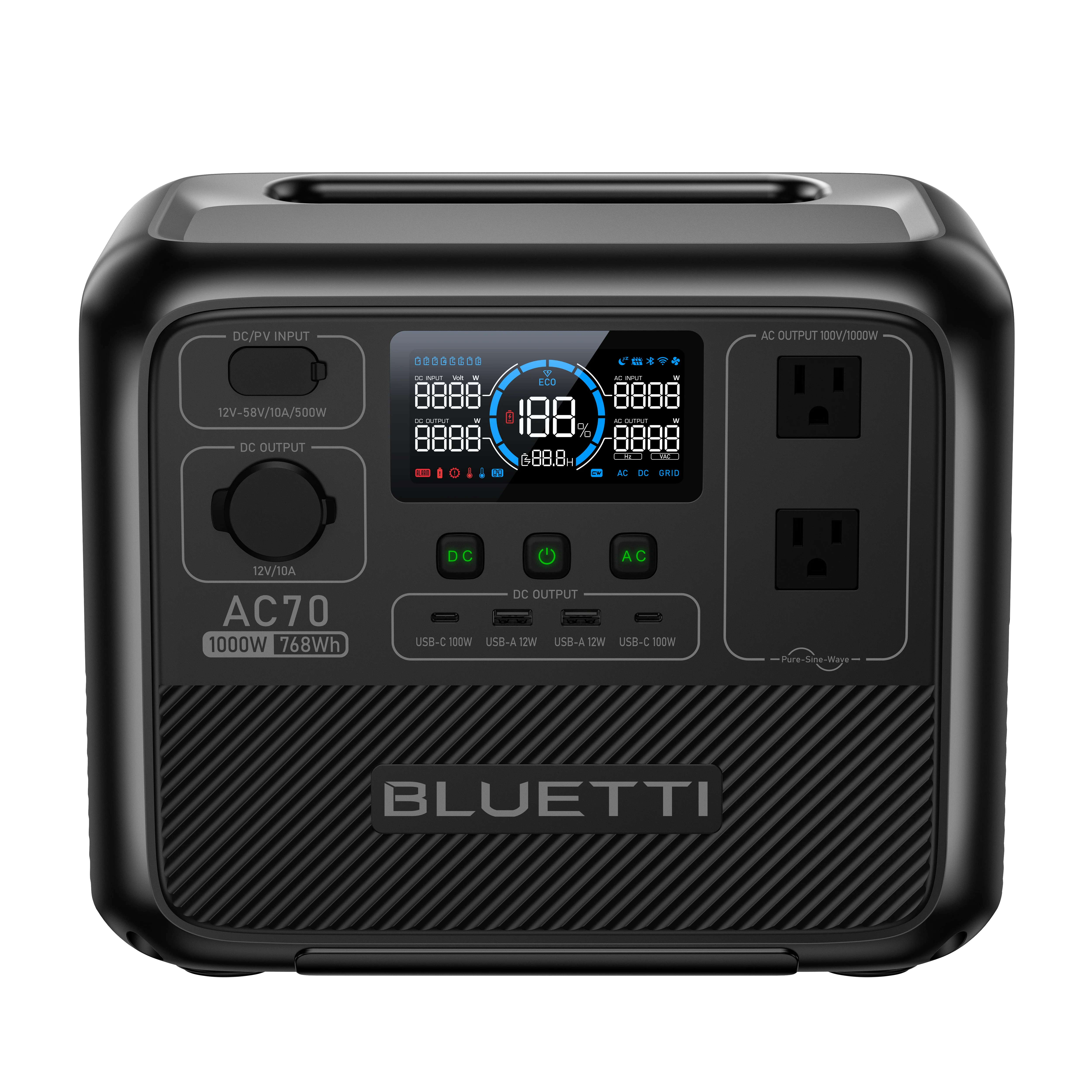 BLUETTI AC70 Portable Power Station | 1,000W, 768Wh - Image 3