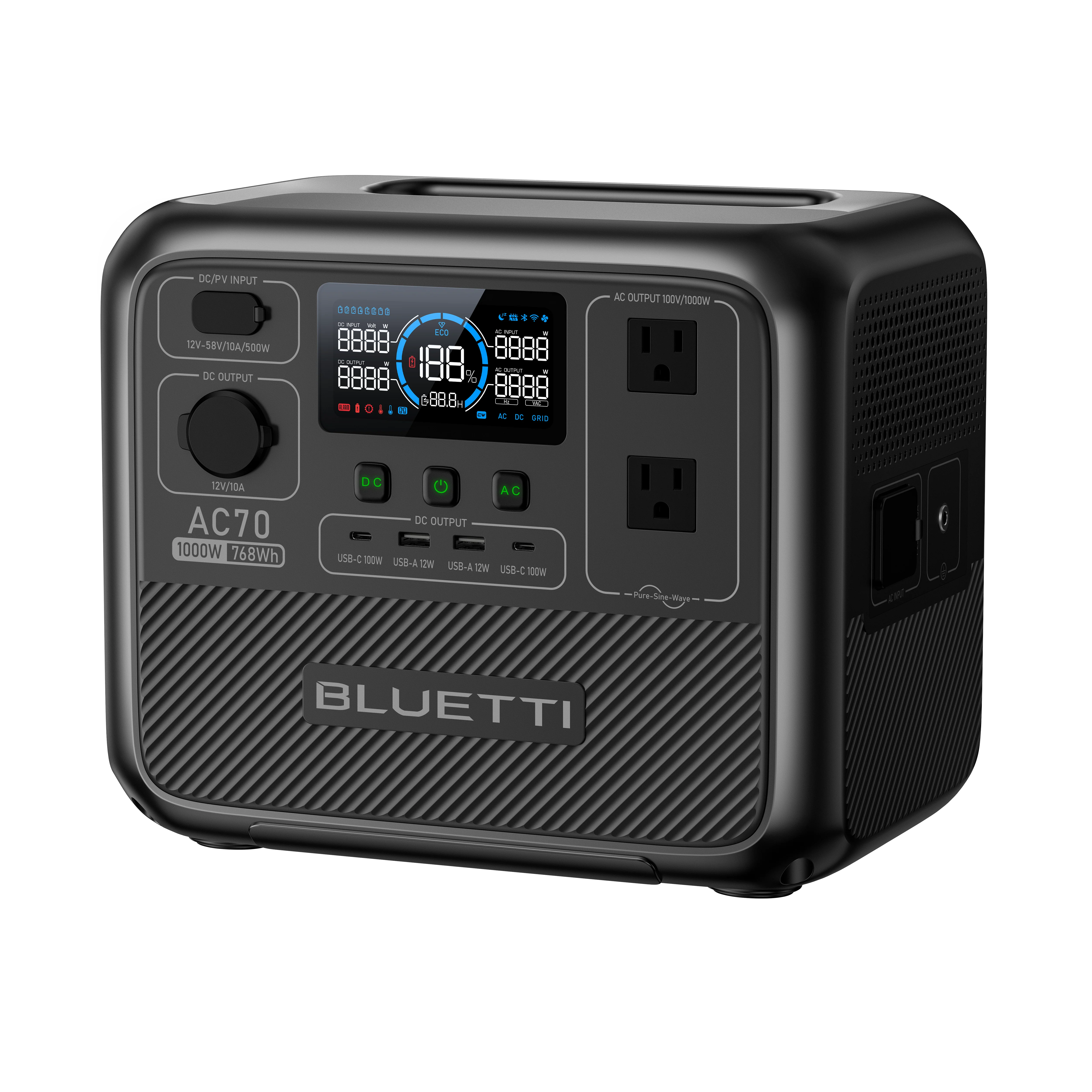 BLUETTI AC70 Portable Power Station | 1,000W, 768Wh - Image 4