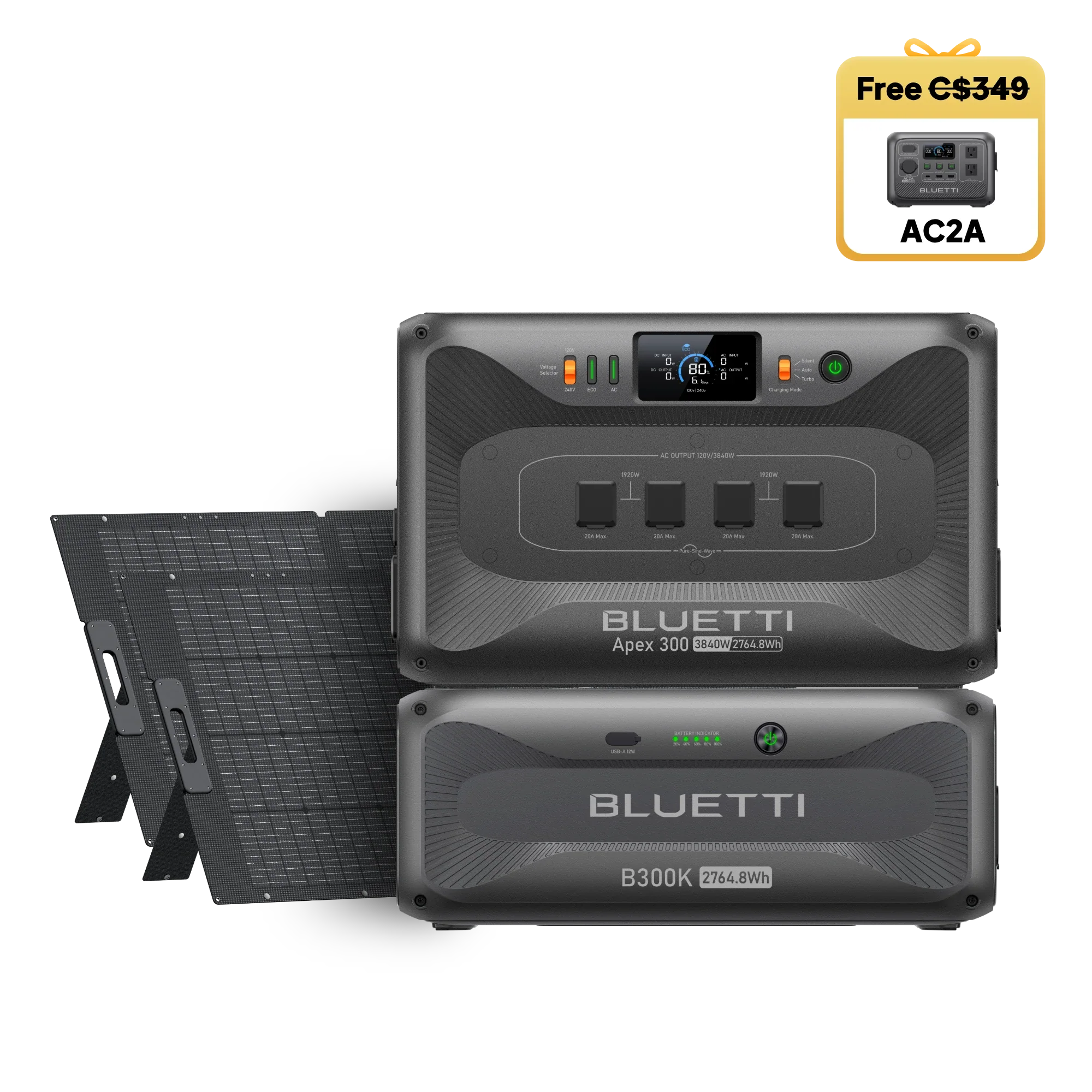 Apex 300+B300K+2*350W | 3,840W, 5,529.6Wh, 700W Solar Generator Kit - Image 7