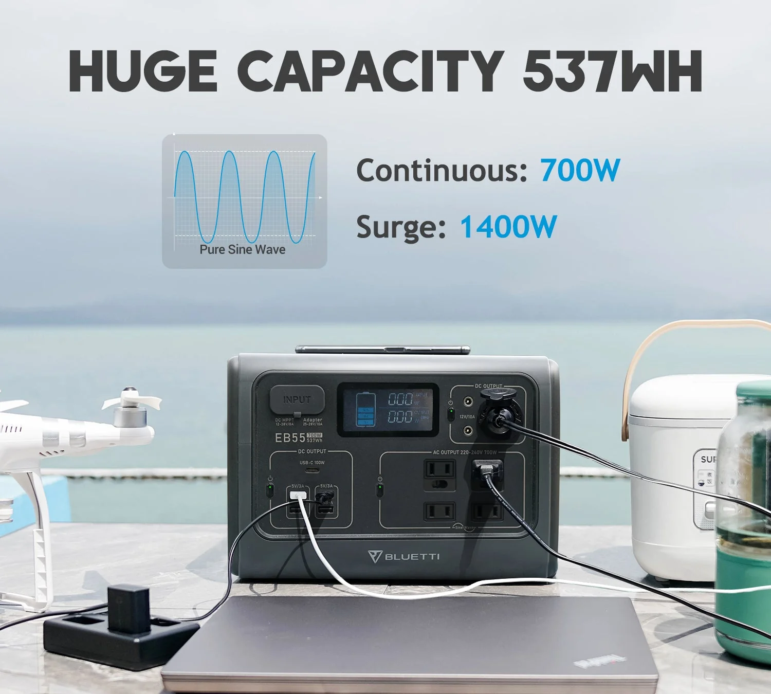 【Sold Out】BLUETTI EB55 Portable Power Station | 700W 537Wh - Image 11