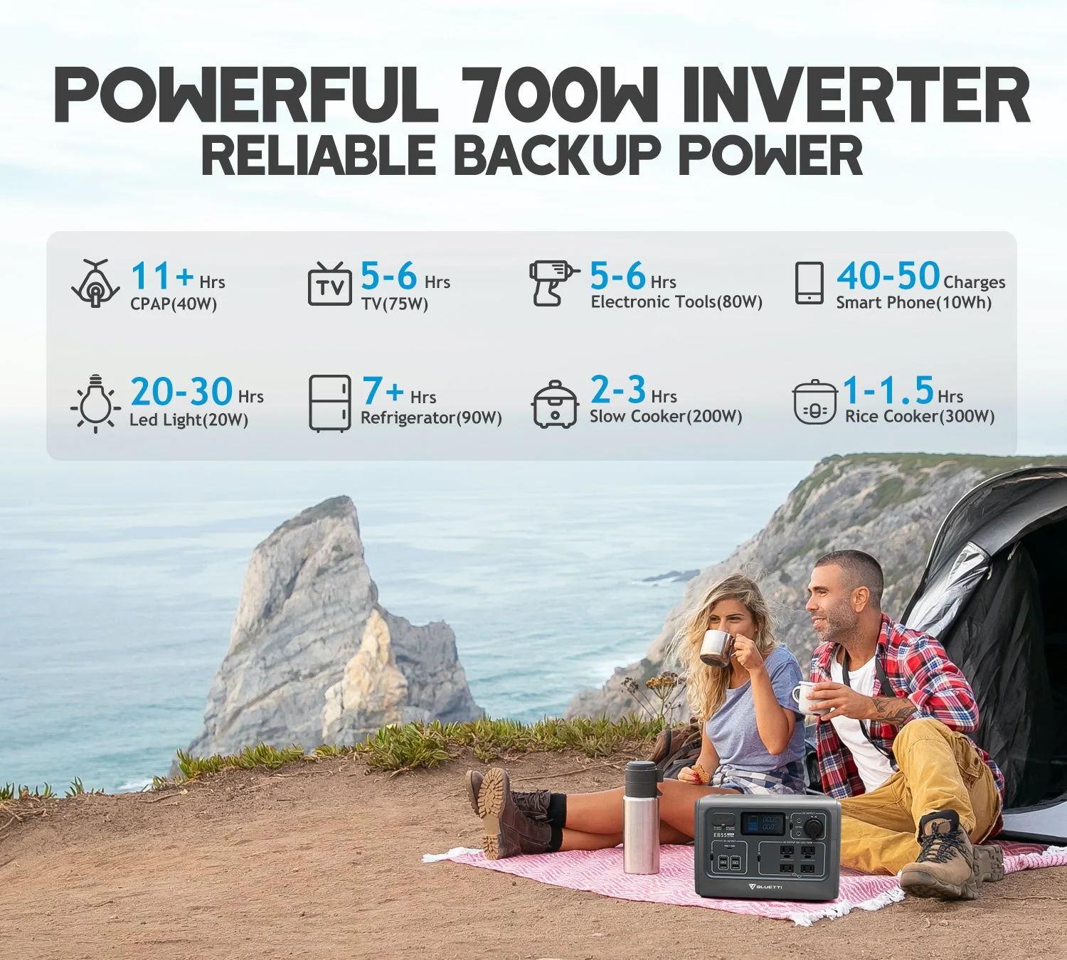 【Sold Out】BLUETTI EB55 Portable Power Station | 700W 537Wh - Image 9